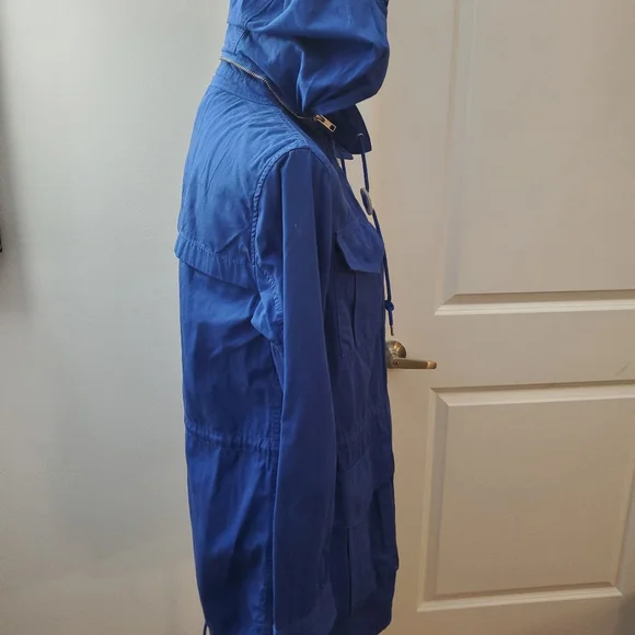 J.Crew Fatigue Hooded Jacket Cobalt blue Sz XS - Picture 4 of 9